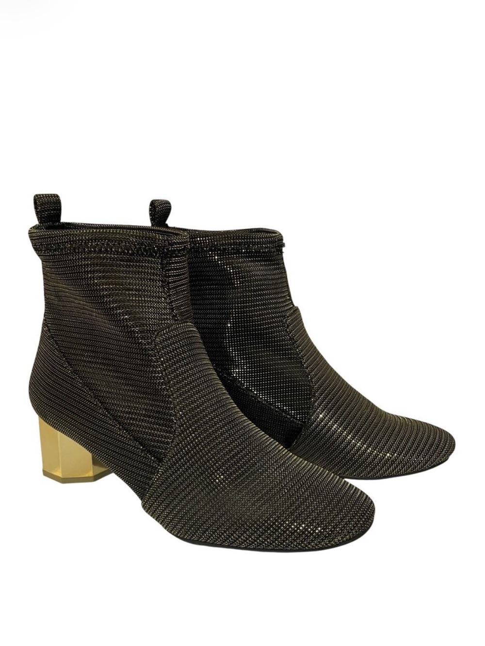 Katy Perry Daina Women's Ankle Booties Stretch Pull On Gold Block Heel 7.5